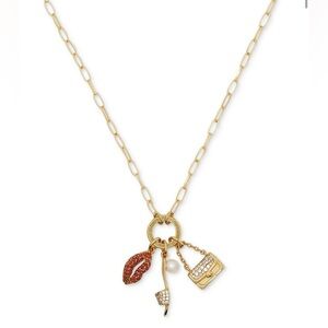 Kate Spade Hit The Town Gold Link Charm Cluster Adjustable Necklace